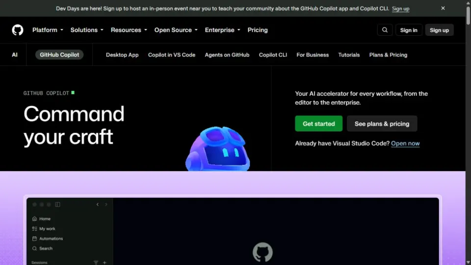 GitHub Copilot product interface and coding workflow — Cursor vs GitHub Copilot comparison