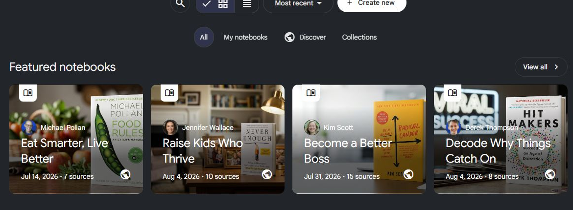 Google NotebookLM interface — our free AI tools guide