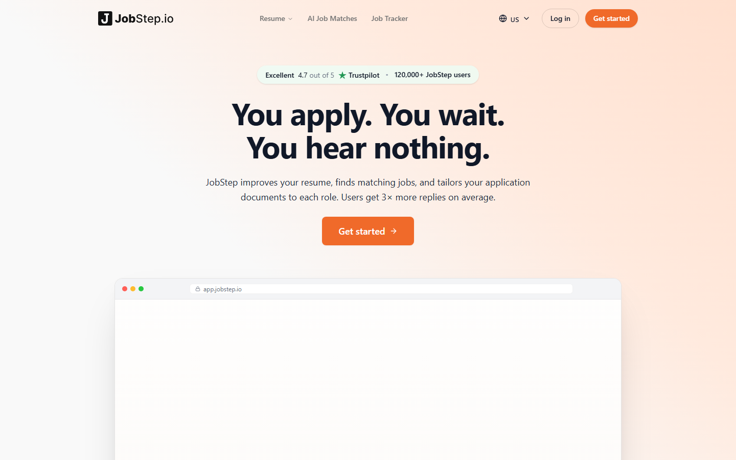 JobStep AI resume builder and job application workspace