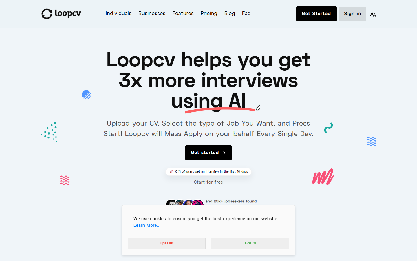 LoopCV AI job search automation interface